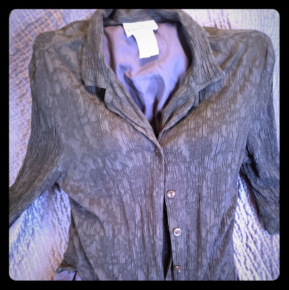 Erin London Green Buttondown Blouse